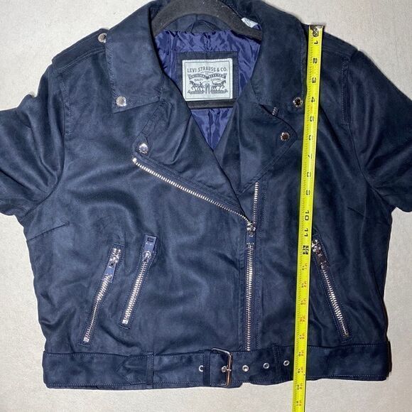 NWT MSRP $200 Levi's Faux Suede Moto Jacket Black Size Large - Picture 9 of 10